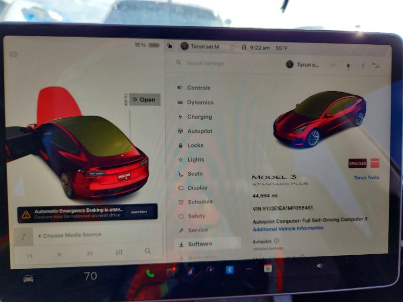 Photo 9 from auction – 2021 TESLA MODEL 3 with VIN 5YJ3E1EA1MF068451