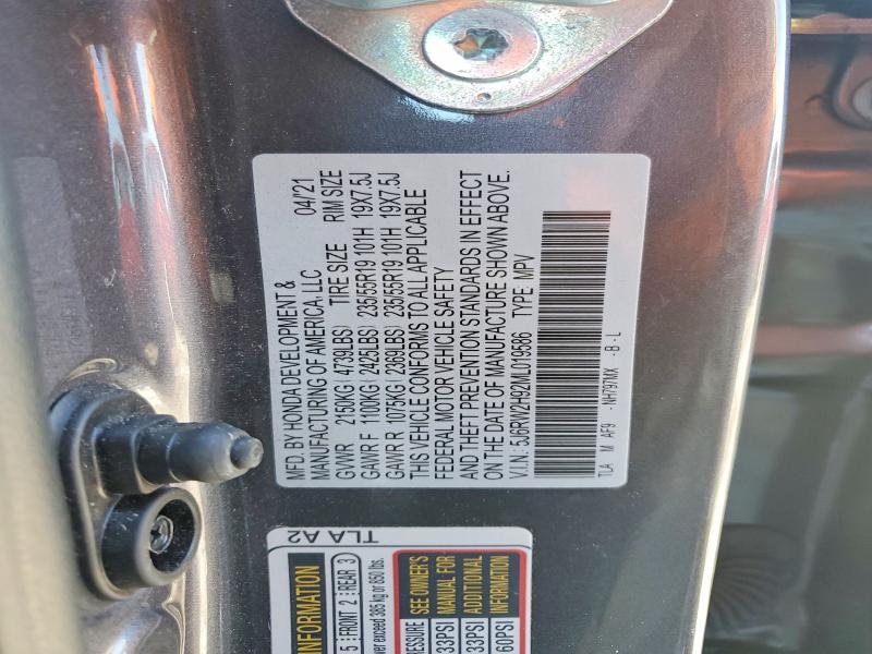 Photo 14 from auction – 2021 HONDA CR-V TOURI with VIN 5J6RW2H92ML019586