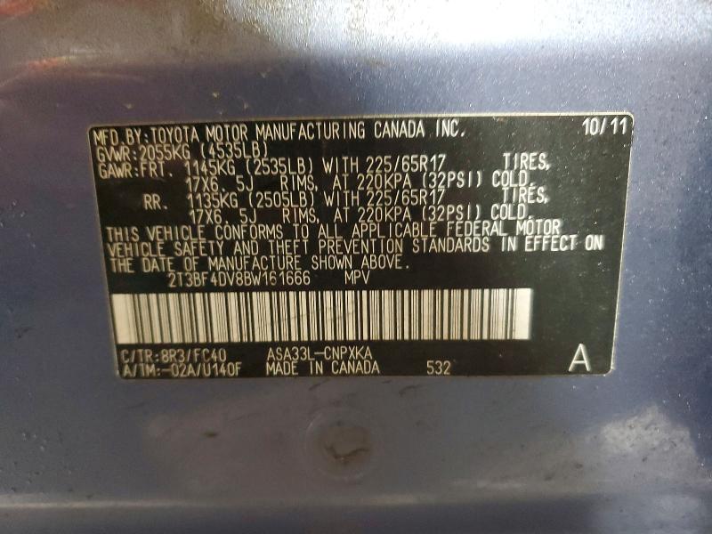Photo 14 from auction – 2011 TOYOTA RAV4 with VIN 2T3BF4DV8BW161666