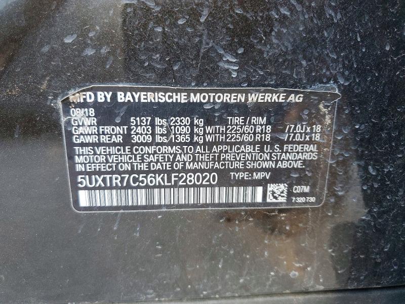 Photo 14 from auction – 2019 BMW X3 SDRIVE3 with VIN 5UXTR7C56KLF28020