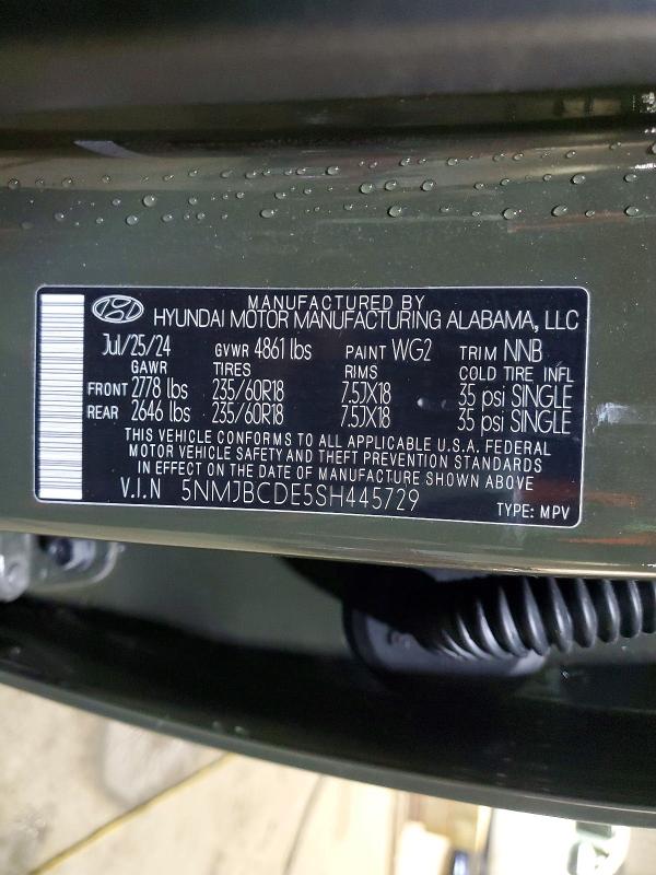 Photo 14 from auction – 2025 HYUNDAI TUCSON with VIN 5NMJBCDE5SH445729