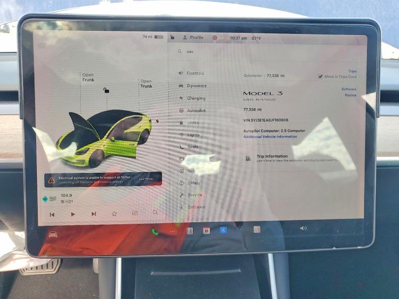 Photo 9 from auction – 2018 TESLA MODEL 3 with VIN 5YJ3E1EA0JF160906