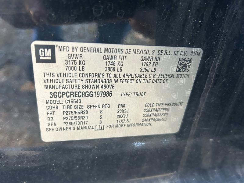 Photo 10 from auction – 2016 CHEVROLET SILVERADO with VIN 3GCPCREC8GG197986