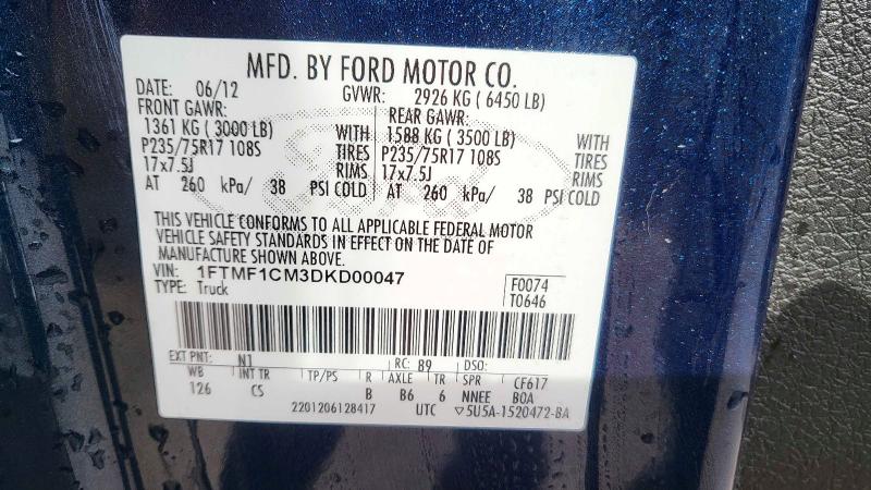 Photo 10 from auction – 2013 FORD F150 with VIN 1FTMF1CM3DKD00047