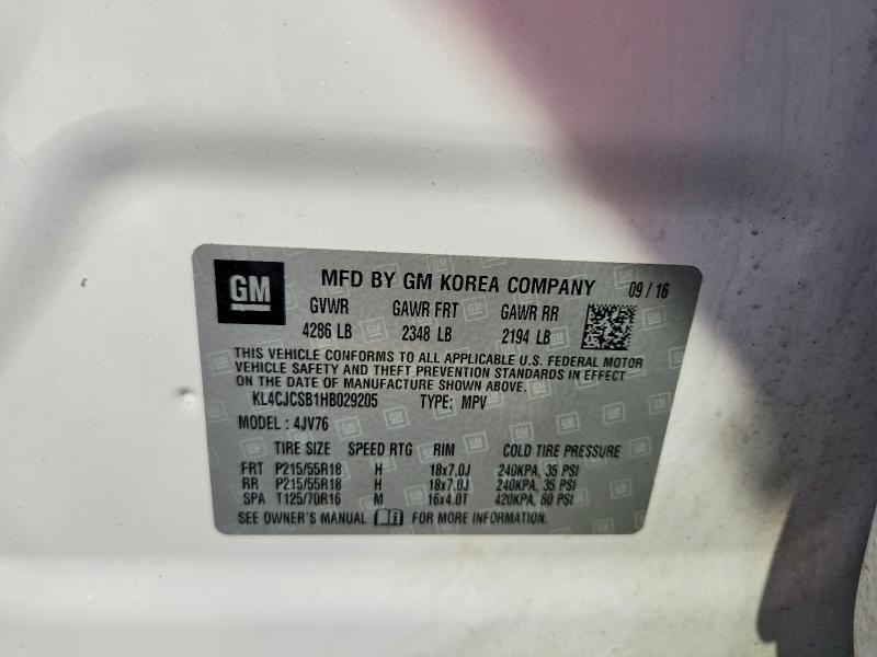 Photo 14 from auction – 2017 BUICK ENCORE with VIN KL4CJCSB1HB029205