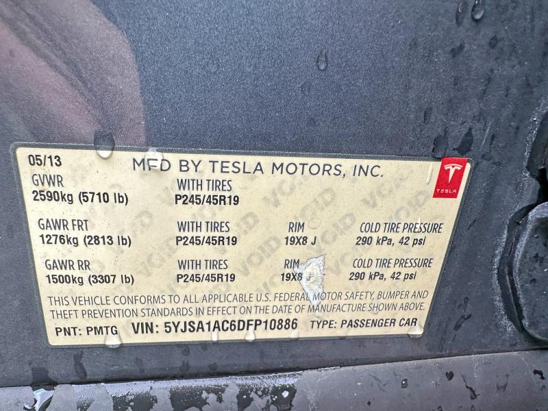 Photo 10 from auction – 2013 TESLA MODEL S with VIN 5YJSA1AC6DFP10886