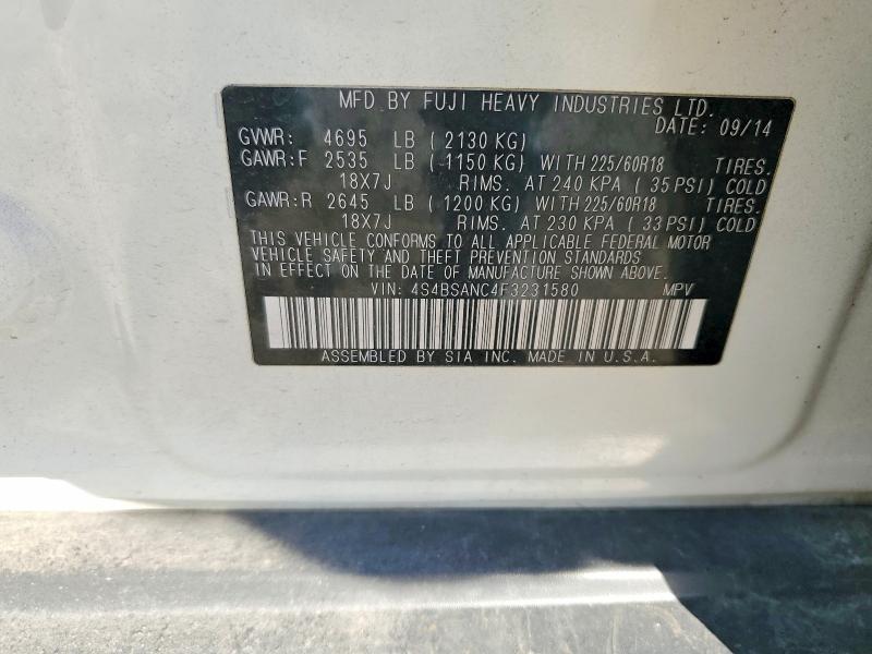 Photo 14 from auction – 2015 SUBARU OUTBACK 2. with VIN 4S4BSANC4F3231580