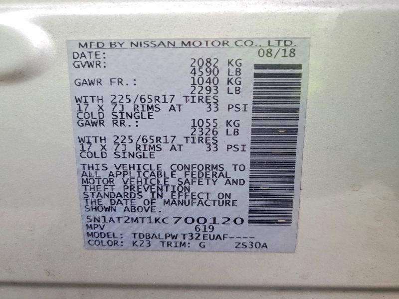 Photo 14 from auction – 2019 NISSAN ROGUE with VIN 5N1AT2MT1KC700120