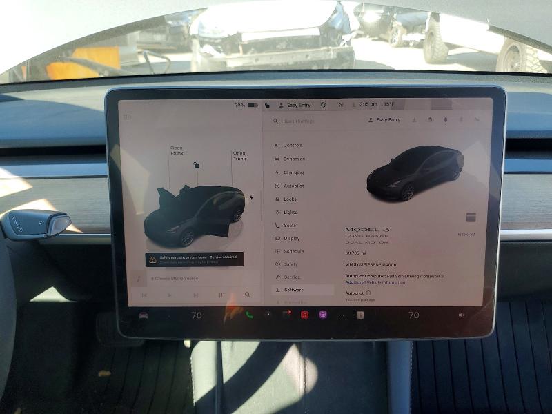 Photo 9 from auction – 2022 TESLA MODEL 3 with VIN 5YJ3E1EB9NF184006