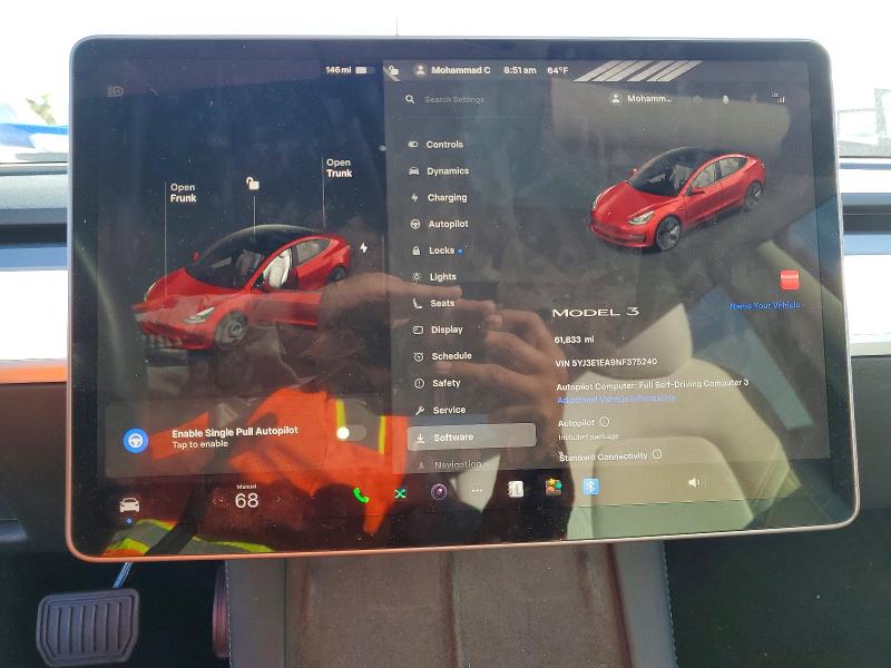 Photo 9 from auction – 2022 TESLA MODEL 3 with VIN 5YJ3E1EA9NF375240