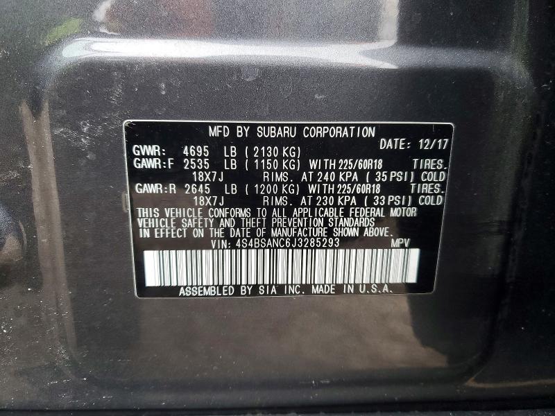 Photo 14 from auction – 2018 SUBARU OUTBACK 2. with VIN 4S4BSANC6J3285293