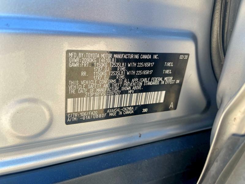 Photo 10 from auction – 2020 TOYOTA RAV4 XLE with VIN 2T3P1RFV5LC097927