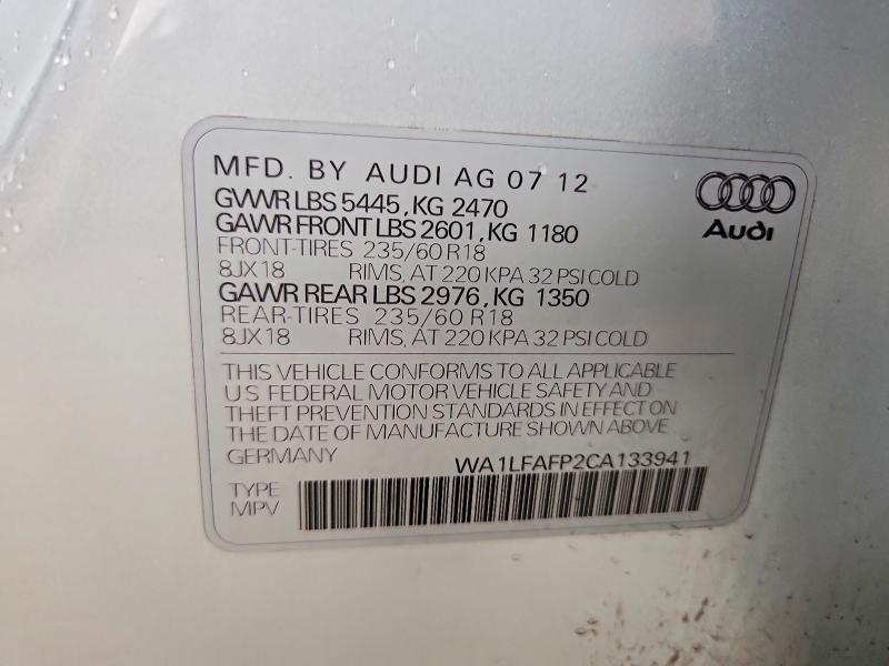 Photo 14 from auction – 2012 AUDI Q5 PREMIUM with VIN WA1LFAFP2CA133941
