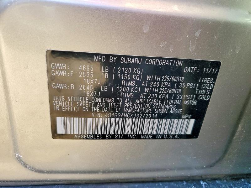 Photo 14 from auction – 2018 SUBARU OUTBACK 2. with VIN 4S4BSANCXJ3272014