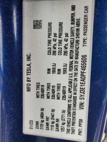 Photo 13 from auction – 2023 TESLA MODEL 3 with VIN 5YJ3E1EA0PF465606