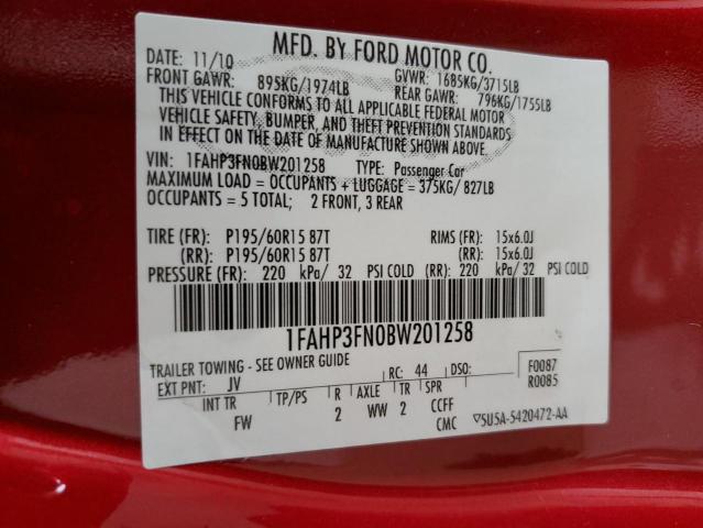 Photo 13 from auction – 2011 FORD FOCUS SE with VIN 1FAHP3FN0BW201258