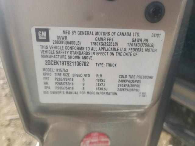 Photo 12 from auction – 2002 CHEVROLET SILVERADO with VIN 2GCEK19T921106702