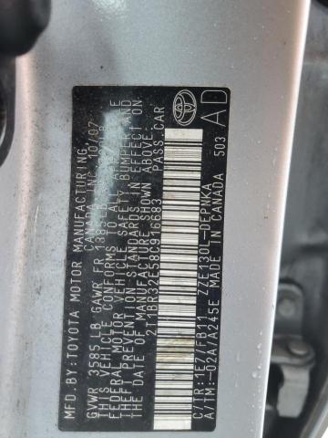 Photo 12 from auction – 2008 TOYOTA COROLLA CE with VIN 2T1BR32E58C916683