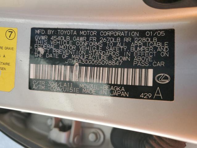 Photo 12 from auction – 2005 LEXUS ES 330 with VIN JTHBA30G055098847