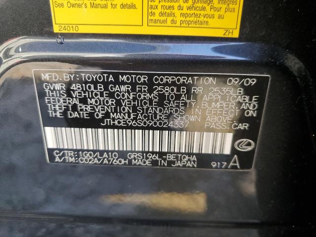 Photo 12 from auction – 2009 LEXUS GS 350 with VIN JTHCE96S090024337