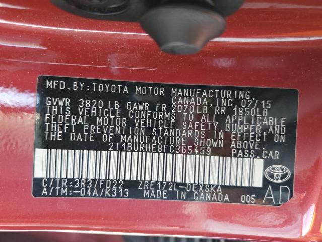 Photo 12 from auction – 2015 TOYOTA COROLLA L with VIN 2T1BURHE8FC365459