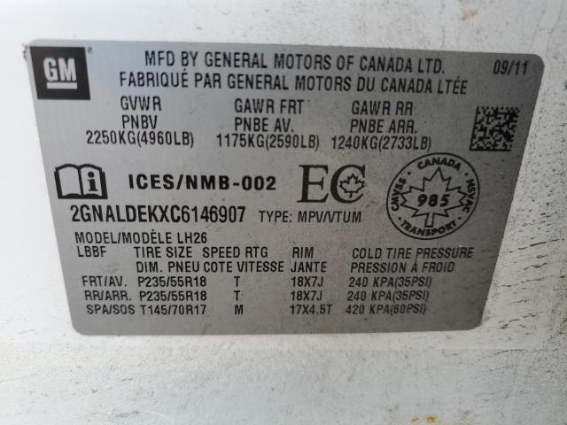 Photo 13 from auction – 2012 CHEVROLET EQUINOX LT with VIN 2GNALDEKXC6146907