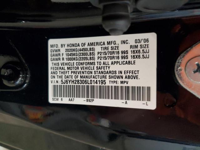 Photo 12 from auction – 2006 HONDA ELEMENT LX with VIN 5J6YH28306L014195