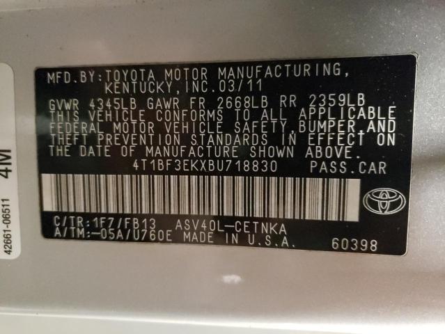 Photo 12 from auction – 2011 TOYOTA CAMRY BASE with VIN 4T1BF3EKXBU718830
