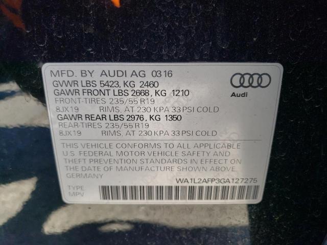 Photo 13 from auction – 2016 AUDI Q5 PREMIUM with VIN WA1L2AFP3GA127275