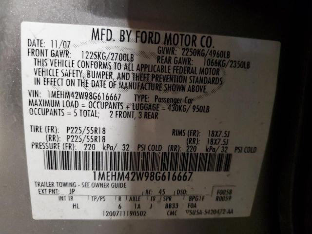 Photo 12 from auction – 2008 MERCURY SABLE PREM with VIN 1MEHM42W98G616667