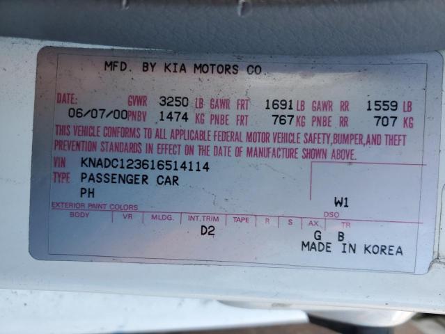 Photo 12 from auction – 2001 KIA RIO with VIN KNADC123616514114