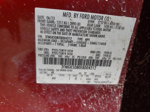 Photo 13 from auction – 2014 FORD FLEX LIMIT with VIN 2FMGK5D80EBD04212