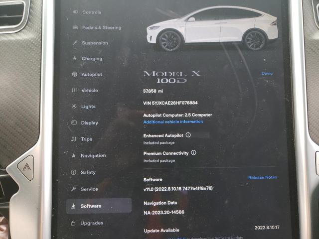 Photo 9 from auction – 2017 TESLA MODEL X with VIN 5YJXCAE28HF078884