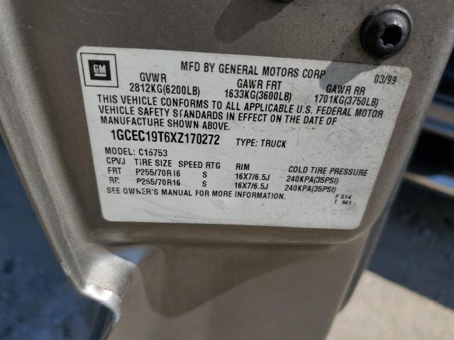 Photo 12 from auction – 1999 CHEVROLET SILVERADO with VIN 1GCEC19T6XZ170272