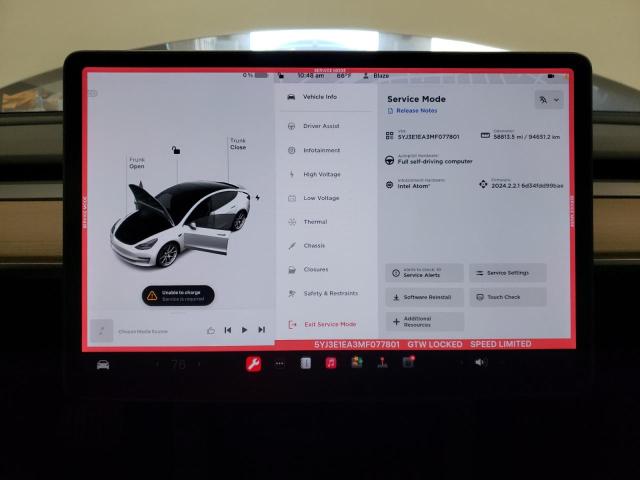 Photo 9 from auction – 2021 TESLA MODEL 3 with VIN 5YJ3E1EA3MF077801