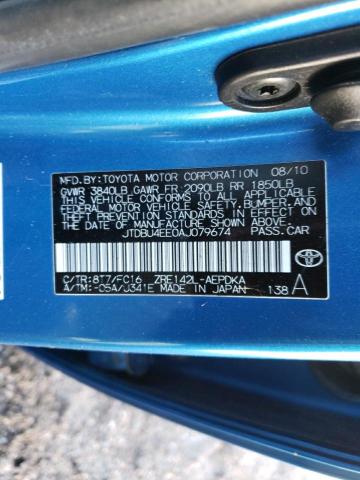 Photo 12 from auction – 2010 TOYOTA COROLLA BA with VIN JTDBU4EE0AJ079674