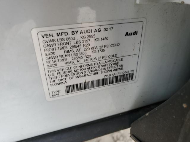 Photo 12 from auction – 2017 AUDI Q7 PREMIUM with VIN WA1LAAF71HD045189
