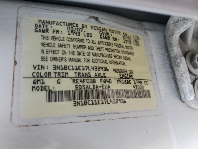 Photo 12 from auction – 2007 NISSAN VERSA S with VIN 3N1BC11E17L432936
