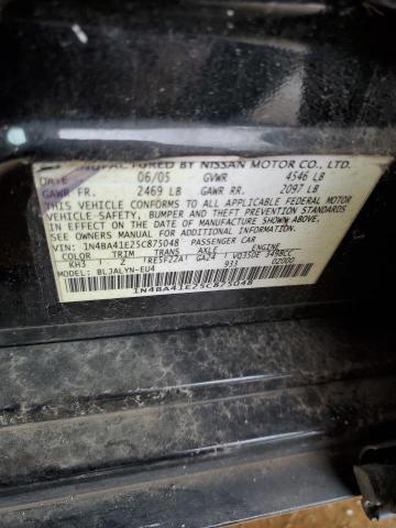 Photo 12 from auction – 2005 NISSAN MAXIMA SE with VIN 1N4BA41E25C875048