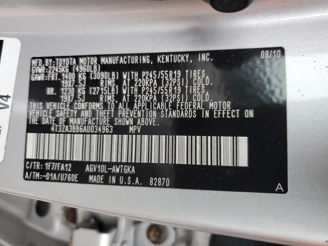 Photo 14 from auction – 2010 TOYOTA VENZA with VIN 4T3ZA3BB6AU034963