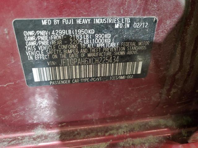 Photo 13 from auction – 2012 SUBARU IMPREZA with VIN JF1GPAH6XCH225434