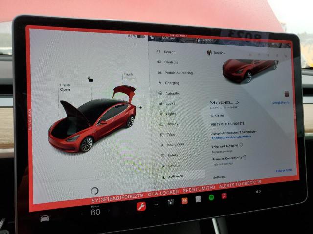Photo 9 from auction – 2018 TESLA MODEL 3 with VIN 5YJ3E1EA8JF006279