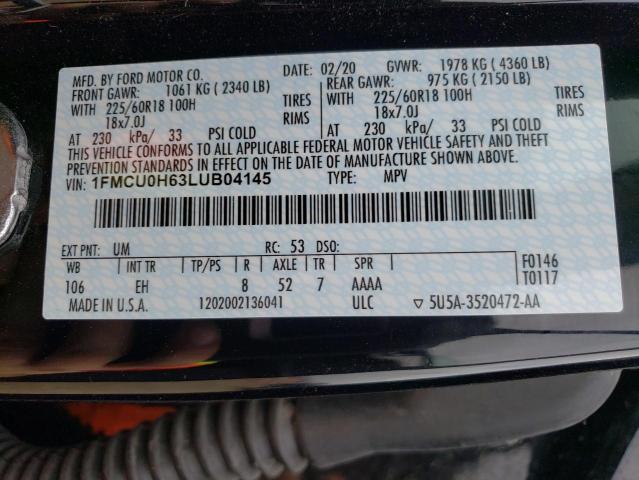 Photo 14 from auction – 2020 FORD ESCAPE SEL with VIN 1FMCU0H63LUB04145