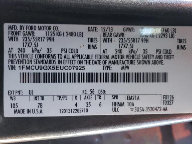 Photo 13 from auction – 2014 FORD ESCAPE SE with VIN 1FMCU9GX5EUC07925
