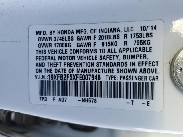Photo 12 from auction – 2015 HONDA CIVIC LX with VIN 19XFB2F5XFE007945