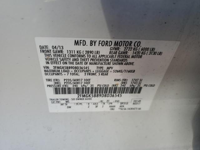 Photo 13 from auction – 2013 FORD FLEX SE with VIN 2FMGK5B89DBD36545