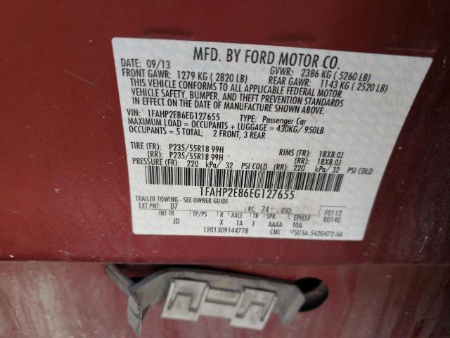 Photo 13 from auction – 2014 FORD TAURUS SEL with VIN 1FAHP2E86EG127655