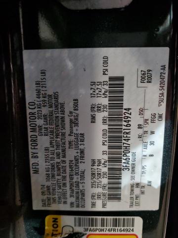 Photo 12 from auction – 2015 FORD FUSION SE with VIN 3FA6P0H74FR164924
