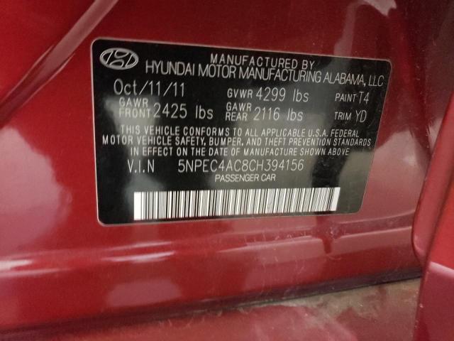 Photo 12 from auction – 2012 HYUNDAI SONATA SE with VIN 5NPEC4AC8CH394156
