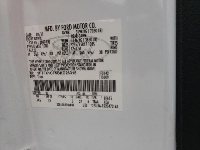 Photo 12 from auction – 2011 FORD F150 SUPER with VIN 1FTFX1CF5BKD26315